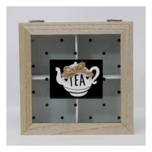 Caja de Madera con Divisiones para Te y Cafe Blanco Decoracion Hogar Navidad