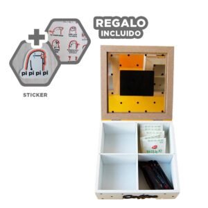 Caja de Madera con Separadores para Te y Cafe Blanco Decoracion Navidad Y+Regalo Sticker