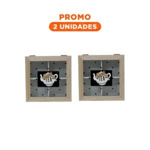 Pack2 Contenedor de Madera con Divisiones para Te y Cafe Blanco Hogar Decoracion