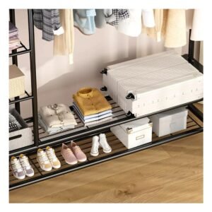 Estante Organizador para Cocina con 2 Niveles y Divisiones Laterales Negro