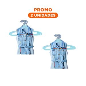 Pack2 Rack de Ropa Compacto que Suma Organizacion 5 Piezas 20x40,5cm Celeste