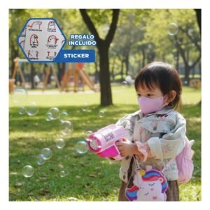 Generador de Burbujas con Mochila Portatil Diseno Pony Rosado para Casa Y+Regalo Sticker