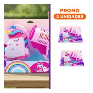 Pack2 Lanzador de Burbujas con Mochila Portatil Rosado para Juegos en Casa