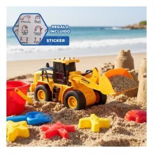 Vehiculo a Control Remoto Excavadora con Brazo Delantero Inferior Amarillo Y+Regalo Sticker