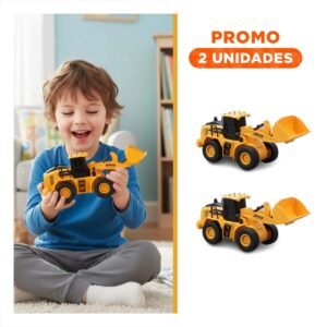 Pack2 Juguete Infantil de Excavadora a Control Remoto Brazo Delantero Inferior Amarillo