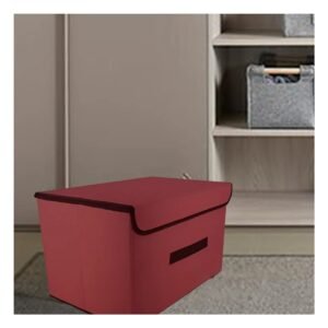 Caja Organizadora de Tela 36X24X23CM Marron con Borde Marron para Dormitorio