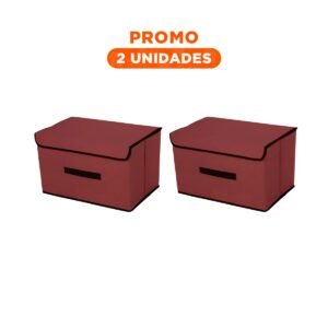 Pack2 Contenedor Organizativo de Tela 36X24X23CM Marron con Borde Marron para Casa
