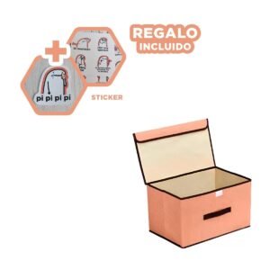 Caja de Almacenamiento de Tela 25X19X16CM Mostaza con Borde Marron Y+Regalo Sticker