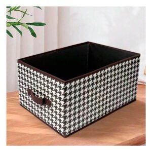 Contenedor Organizador de Tela con Asa 40x28x20cm Marron Pata de Gallo