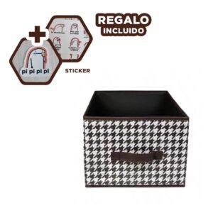 Recipiente Organizador de Tela con Asa 40x28x20cm Marron Pata de Gallo Y+Regalo Sticker