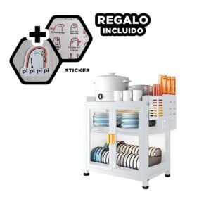 Escurridor de Cocina con Puertas 2 Niveles Soporte Utensilios Blanco Y+Regalo Sticker