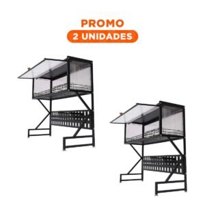 Pack2 Organizador Negro para Lavadero de Cocina con Alacena Superior