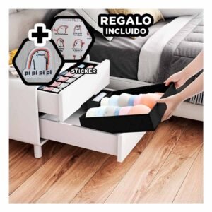 Set de 4 Organizadores Negro para Cajon y Ropa Interior Y+Regalo Sticker