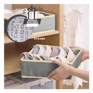 Set de 4 Organizadores Plomo y Beige para Cajon y Ropa Interior Y+Regalo Sticker