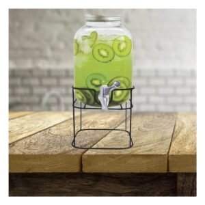 Dispensador de Bebidas 5L con Base Metalica Cuadrada para Cocina y Hogar