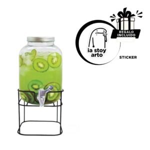 Dispensador con Grifo 5L para Agua, Jugos y Bebidas Frias en Casa Y+Regalo Sticker