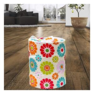 Cesta Impermeable para Guardar Ropa con Flores de Colores 50x42cm Blanco