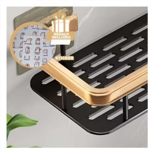 Soporte Flotante Dorado y negro 30x13cm para Orden Visual en Ambientes Y+Regalo Sticker