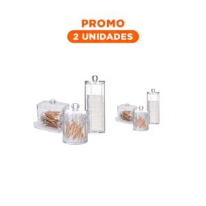 Pack2 Sistema Organizador de Acrilico Transparente para Hisopos y Algodon en Casa
