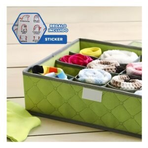 Organizador de Ropa Interior 24 Divisiones con Tapa Verde Orden Diario Plus Y+Regalo Sticker