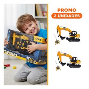 Pack2 Equipo Infantil Excavadora a Control Remoto Brazo Largo Amarillo