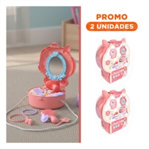 Pack2 Juego Creativo Unicornio con Tocador de Maquillaje para Uso en el Hogar