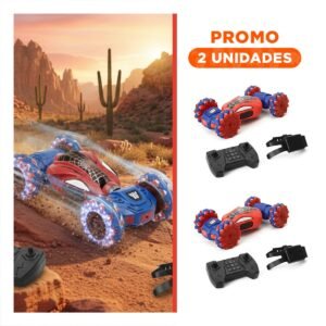 Pack2 Modelo Acrobatico con Control Remoto y Reloj Control para Juego Moderno Color Azul y Rojo