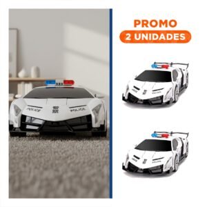 Pack2 Patrulla Policia con Control a Distancia para Juego Activo en Blanco y azul 20x47x13cm