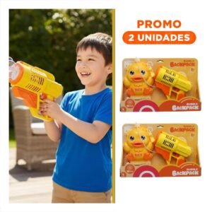 Pack2 Juego de Burbujas con Mochila Portatil Pato Amarillo para Actividades al Aire Libre