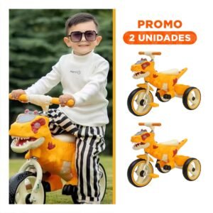 Pack2 Paseador tipo Triciclo de Dinosaurio para Juego Diario en Color Amarillo 73x45x59cm