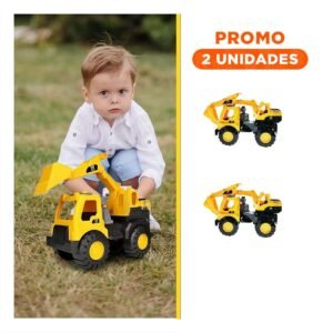 Pack2 Carro Excavador Amarillo de Construccion en Bolsa Grande Resistente para Hogar
