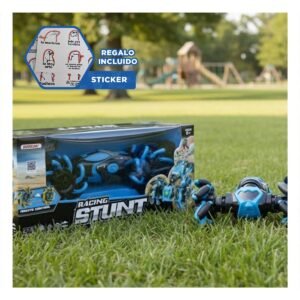 Coche Acrobatico con Doble Sistema de Control para Desafios Color Azul Y+Regalo Sticker