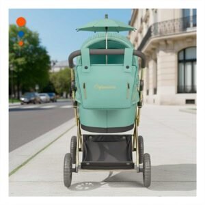 Coche Reborn 28x70x80cm de muneca con sombrilla capriccio Verde para paseo infantil
