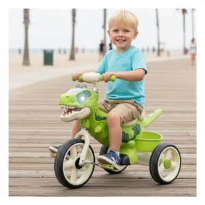 Bicicleta Triciclo Infantil Verde con Diseno Divertido para Uso Diario