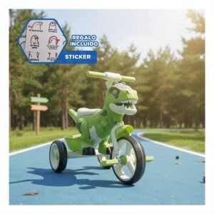 Vehiculo Infantil Verde de Tres Ruedas para Actividad Recreativa Y+Regalo Sticker