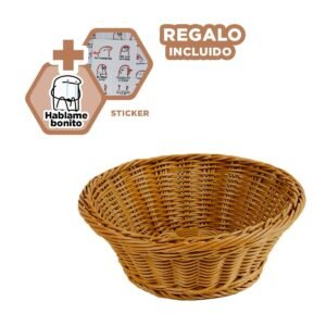 Recipiente Circular de Plastico Tejido 27x9cm para Mesa de Comedor en Casa Y+Regalo Sticker