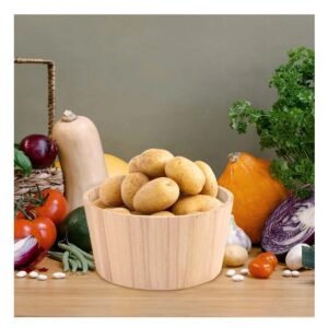 Balde de Madera Circular 20x10cm de Estilo Rustico para Decoracion de Casa