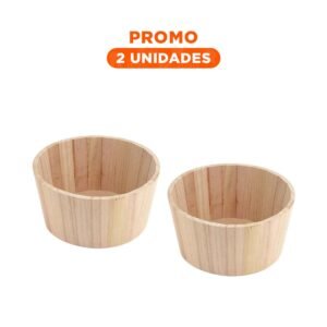 Pack2 Balde de Madera Circular 20x10cm de Textura Suave para Adorno de Interiores