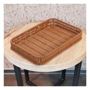 Canasta Rectangular de Plastico Tejido 30x20x4cm de Estilo Moderno y Resistente