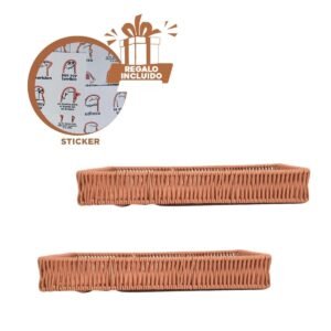 Recipiente Rectangular de Plastico Tejido 30x20x4cm para Mesa de Comedor Y+Regalo Sticker