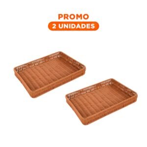 Pack2 Canasta Rectangular de Plastico Tejido 34x24x4cm para Guardar Cubiertos en la Cocina