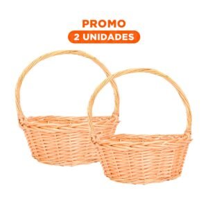 Pack2 Cesto con Forma Circular en Mimbre y Dimensiones 29x29x30cm