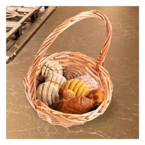 Canasta Circular de Mimbre con Dimensiones 24x24x25cm para Uso Domestico