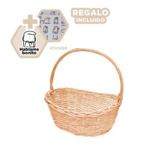 Canasta Circular para Organizacion en Mimbre de Dimensiones 24x24x25cm Y+Regalo Sticker