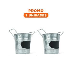 Pack2 Maceta Cubo de Metal con Doble Agarradera y Cuadro para Nota Decorativa