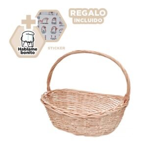 Canasta Ovalada para Organizacion en Mimbre de Dimensiones 38x30x35cm Y+Regalo Sticker