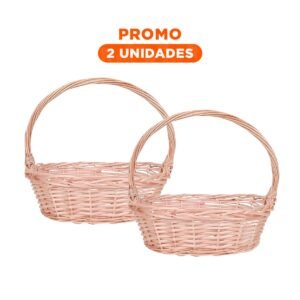 Pack2 Cesto para Uso Interior Ovalado en Mimbre con Dimensiones 38x30x35cm