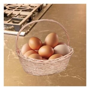 Canasta Ovalada de Mimbre con Dimensiones 33x24x30cm para Uso Domestico