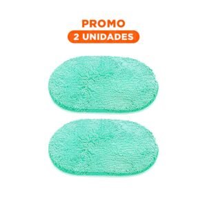 Pack2 Tapete Ovalado de Microfibra 40x60cm Turqueza Suave para Bano Hogar