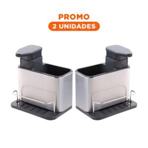 Pack2 Distribuidor de Jabon Liquido 3 en 1 con Organizador Plateado
